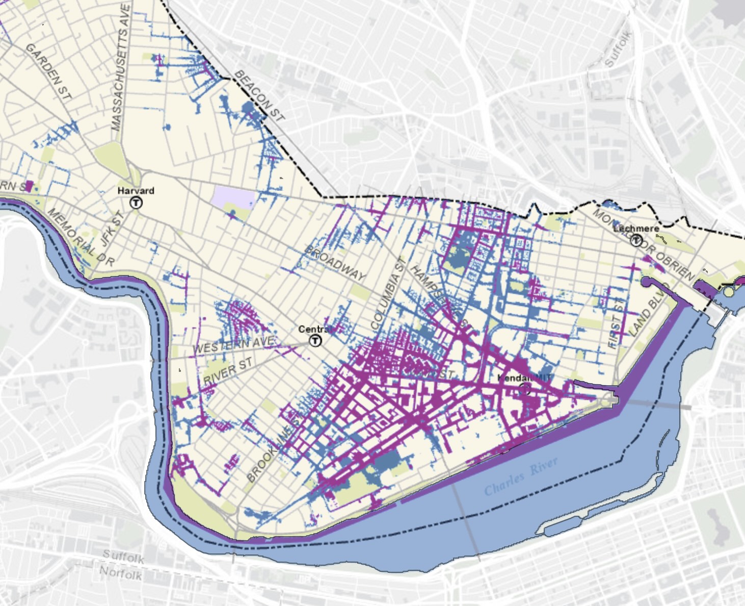 City of Cambridge flood risk analysis map