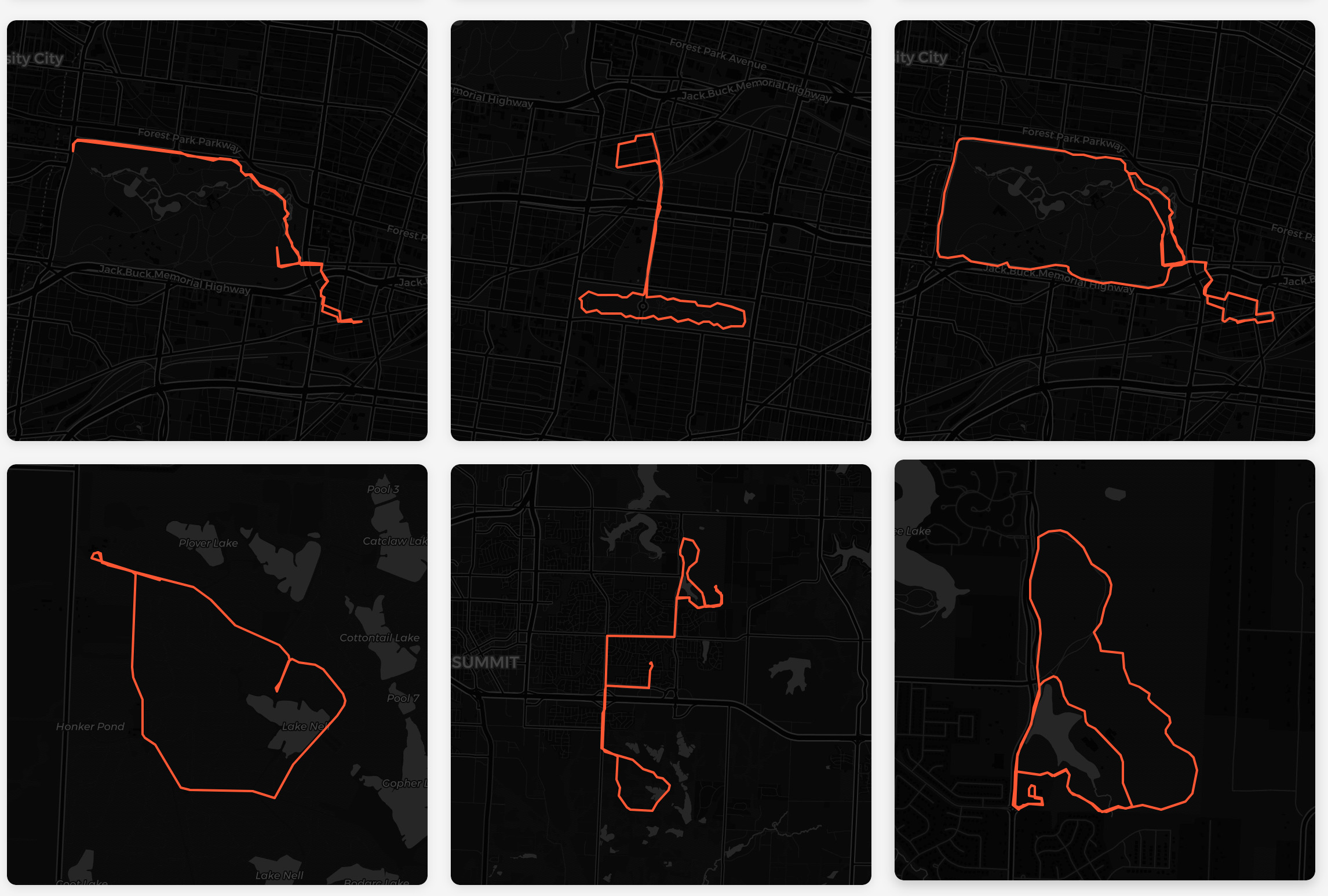 Map showing running routes across New England