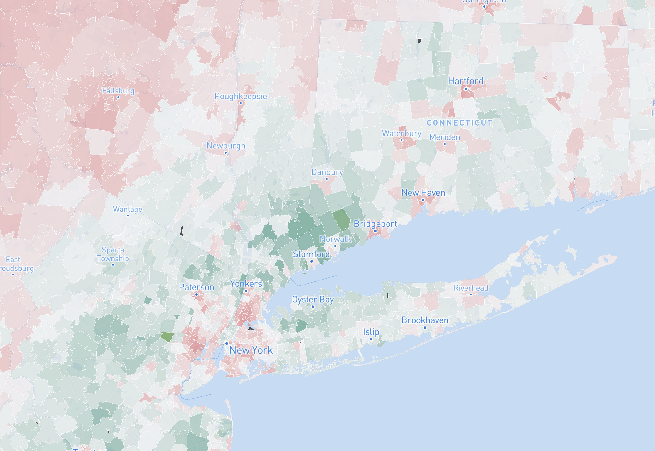 US ZIP code income statistics map